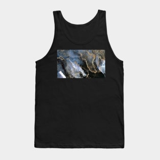 Abstract Waves Black Gold Blue & White Tank Top